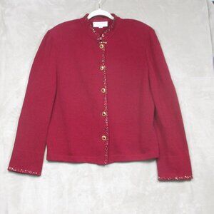St John Evening By Marie Gray Embroidered Rhinestone Buttoned Knit Blazer Sz 16